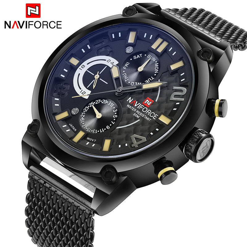 2017 NAVIFORCE Luxury Brand Men's Analog Quartz 24 Hour Date Watches Man 3ATM Waterproof Clock Men Sport Full Steel Wrist Watch