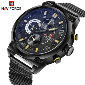 2017 NAVIFORCE Luxury Brand Men's Analog Quartz 24 Hour Date Watches Man 3ATM Waterproof Clock Men Sport Full Steel Wrist Watch