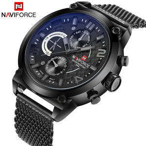 2017 NAVIFORCE Luxury Brand Men's Analog Quartz 24 Hour Date Watches Man 3ATM Waterproof Clock Men Sport Full Steel Wrist Watch