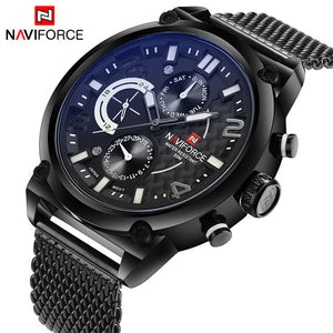 2017 NAVIFORCE Luxury Brand Men's Analog Quartz 24 Hour Date Watches Man 3ATM Waterproof Clock Men Sport Full Steel Wrist Watch