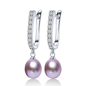 Top Sale natural pearl earrings,fashion925 sterling silver jewelry, Women Dangle Drop Earrings for Wedding/Party 3 colors