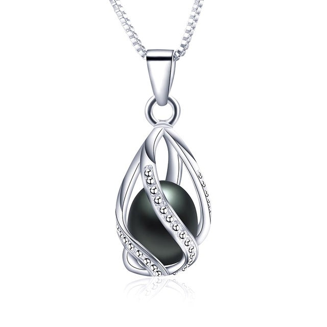 Classic Special Design 8-9mm Natural Pearl Pendant Necklace with 45cm Silver Chain 4 colors Wholesale Casual Jewelry