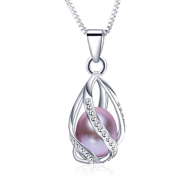 Classic Special Design 8-9mm Natural Pearl Pendant Necklace with 45cm Silver Chain 4 colors Wholesale Casual Jewelry