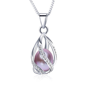 Classic Special Design 8-9mm Natural Pearl Pendant Necklace with 45cm Silver Chain 4 colors Wholesale Casual Jewelry