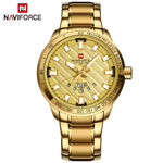 NAVIFORCE Luxury Brand Men Stainless Steel Gold Watch Men's Quartz Clock Man Sports Waterproof Wrist Watches relogio masculino