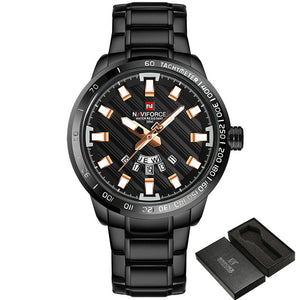 NAVIFORCE Luxury Brand Men Stainless Steel Gold Watch Men's Quartz Clock Man Sports Waterproof Wrist Watches relogio masculino