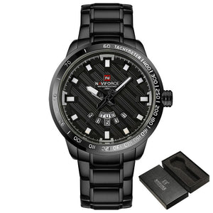 NAVIFORCE Luxury Brand Men Stainless Steel Gold Watch Men's Quartz Clock Man Sports Waterproof Wrist Watches relogio masculino