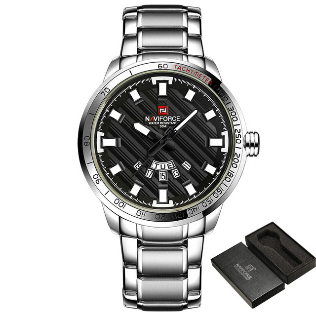 NAVIFORCE Luxury Brand Men Stainless Steel Gold Watch Men's Quartz Clock Man Sports Waterproof Wrist Watches relogio masculino