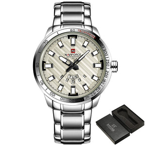 NAVIFORCE Luxury Brand Men Stainless Steel Gold Watch Men's Quartz Clock Man Sports Waterproof Wrist Watches relogio masculino