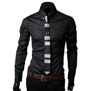 Men Plaid Shirts Brand 5XL 2016 New Mens Dress Shirts Long Sleeve Slim Casual Black White Social Male Clothes Chemise Homme 25