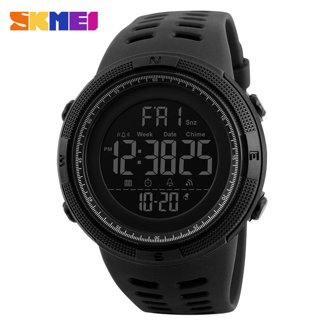 SKMEI Men Sports Watches Countdown Double Time Watch Alarm Chrono Digital Wristwatches 50M Waterproof Relogio Masculino 1251