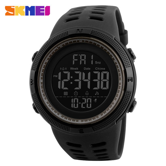 SKMEI Men Sports Watches Countdown Double Time Watch Alarm Chrono Digital Wristwatches 50M Waterproof Relogio Masculino 1251