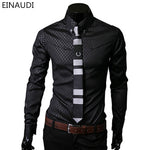 Men Plaid Shirts Brand 5XL 2016 New Mens Dress Shirts Long Sleeve Slim Casual Black White Social Male Clothes Chemise Homme 25