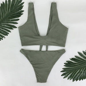 Itsroya 6 color Women's Swimwear Hanging neck design Two Pieces Sexy 2017 New Arrival  Swimwear high waist plaid bikini suit