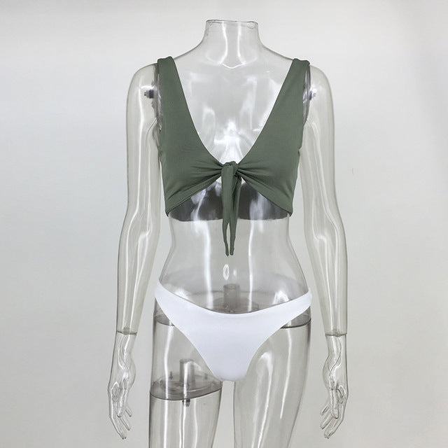 Itsroya 6 color Women's Swimwear Hanging neck design Two Pieces Sexy 2017 New Arrival  Swimwear high waist plaid bikini suit