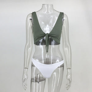 Itsroya 6 color Women's Swimwear Hanging neck design Two Pieces Sexy 2017 New Arrival  Swimwear high waist plaid bikini suit