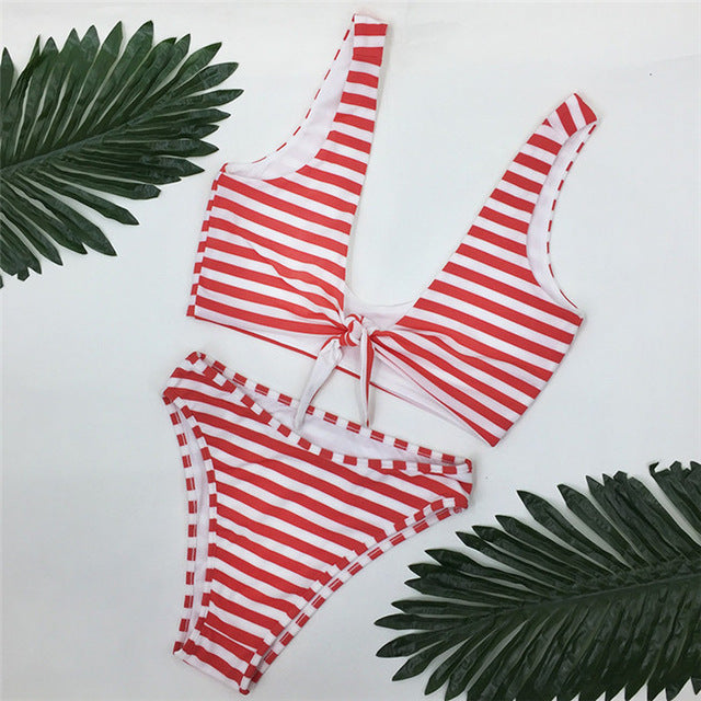 Itsroya 6 color Women's Swimwear Hanging neck design Two Pieces Sexy 2017 New Arrival  Swimwear high waist plaid bikini suit