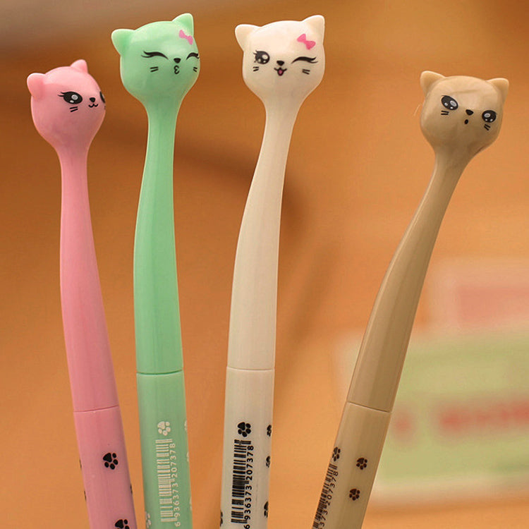 0.5mm Cute Kawaii Plastic Ink Gel Pen Cartoon Cat Pens For School Writing Office Supplies Korean Stationery Student 2102