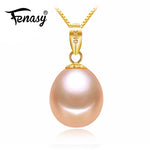 FENASY 18K Gold peandant pink pearl Jewelry necklaces & pendant for lovers brand party pearl pendants send s925 silver necklaces