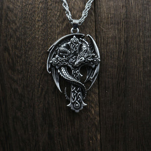 1pcs Fashion celt dragon pendant men cross necklace, dragon necklace, wing necklace, guardian cross, religious  cross jewelry