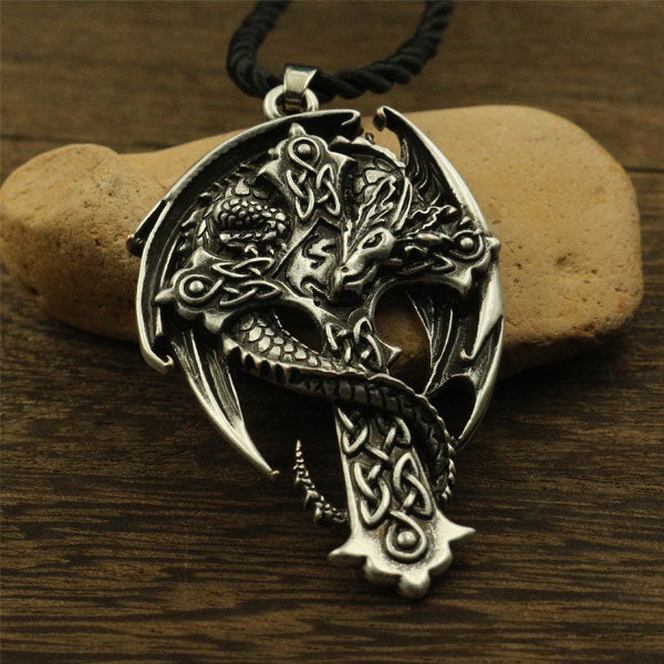 1pcs Fashion celt dragon pendant men cross necklace, dragon necklace, wing necklace, guardian cross, religious  cross jewelry