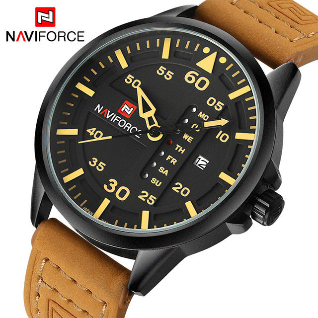 NAVIFORCE Luxury Brand Men Army Military Watches Men's Quartz Date Clock Man Leather Strap Sports Wrist Watch Relogio Masculino