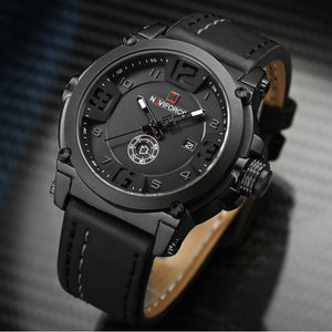 NAVIFORCE Mens Watches Top Brand Luxury Sport Quartz-Watch Leather Strap Clock Men Waterproof Wristwatch relogio masculino 9099