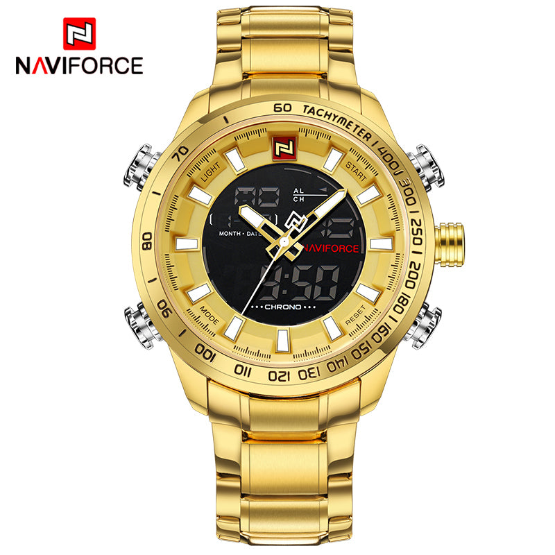 NAVIFORCE Luxury Brand Mens Sport Watch Gold Quartz Led Clock Men Waterproof Wrist Watch Male Military Watches Relogio Masculino