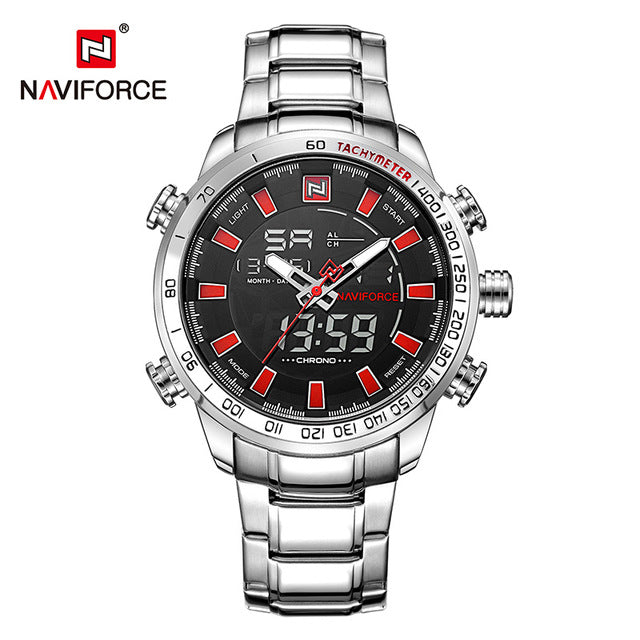 NAVIFORCE Luxury Brand Mens Sport Watch Gold Quartz Led Clock Men Waterproof Wrist Watch Male Military Watches Relogio Masculino