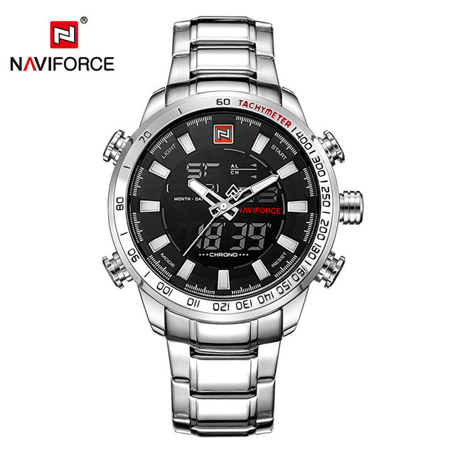 NAVIFORCE Luxury Brand Mens Sport Watch Gold Quartz Led Clock Men Waterproof Wrist Watch Male Military Watches Relogio Masculino