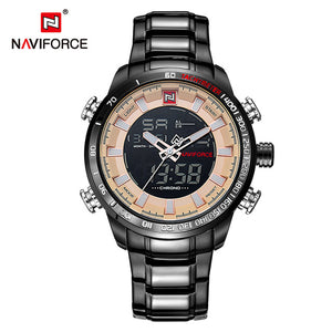 NAVIFORCE Luxury Brand Mens Sport Watch Gold Quartz Led Clock Men Waterproof Wrist Watch Male Military Watches Relogio Masculino