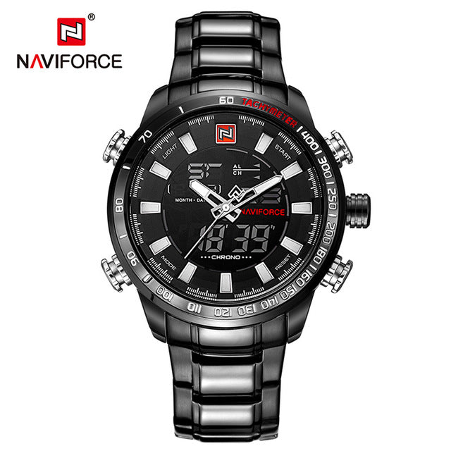 NAVIFORCE Luxury Brand Mens Sport Watch Gold Quartz Led Clock Men Waterproof Wrist Watch Male Military Watches Relogio Masculino