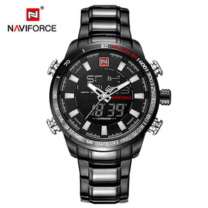 NAVIFORCE Luxury Brand Mens Sport Watch Gold Quartz Led Clock Men Waterproof Wrist Watch Male Military Watches Relogio Masculino