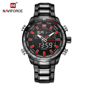 NAVIFORCE Luxury Brand Mens Sport Watch Gold Quartz Led Clock Men Waterproof Wrist Watch Male Military Watches Relogio Masculino