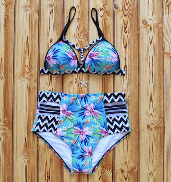 New High Waist Bikini Set Black  2XL Swimsuit Swimwear High Quality Material
