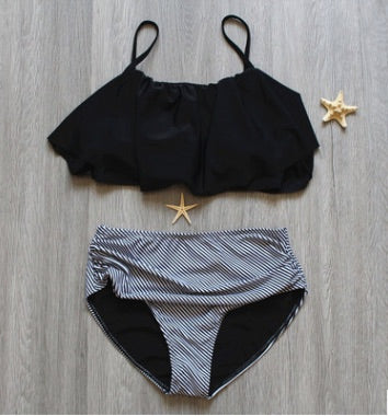 New High Waist Bikini Set Black  2XL Swimsuit Swimwear High Quality Material