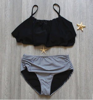 New High Waist Bikini Set Black  2XL Swimsuit Swimwear High Quality Material