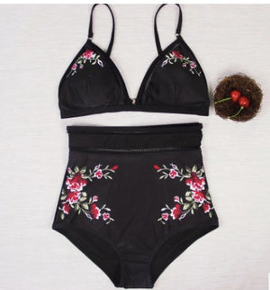 New High Waist Bikini Set Black  2XL Swimsuit Swimwear High Quality Material