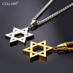 Collare Magen Star Of David Pendant Israel Chain Necklace Women Stainless Steel Judaica Gold/Black Color Jewish Men Jewelry P813