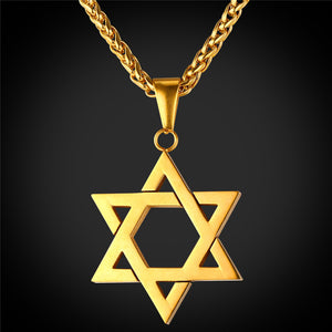 Collare Magen Star Of David Pendant Israel Chain Necklace Women Stainless Steel Judaica Gold/Black Color Jewish Men Jewelry P813