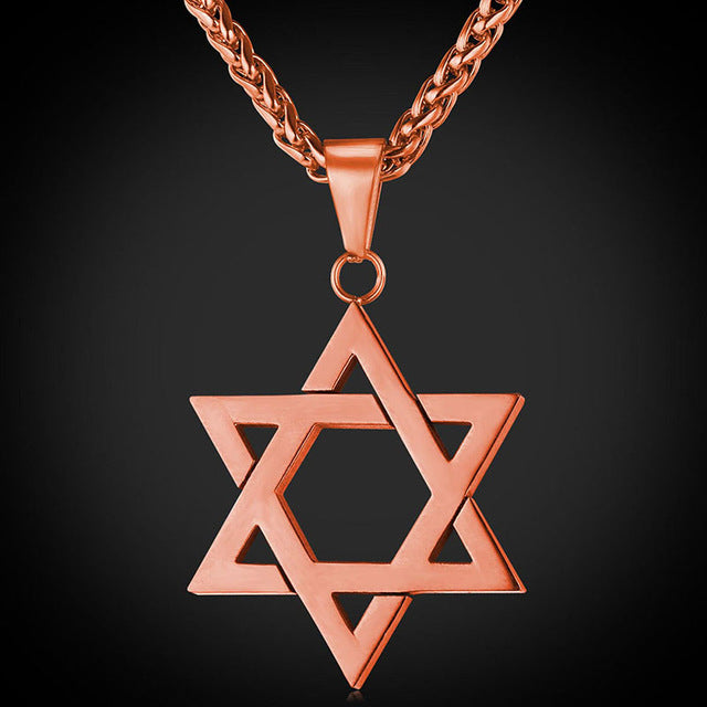 Collare Magen Star Of David Pendant Israel Chain Necklace Women Stainless Steel Judaica Gold/Black Color Jewish Men Jewelry P813