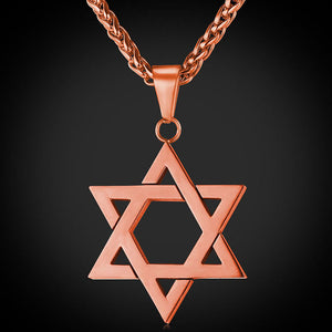 Collare Magen Star Of David Pendant Israel Chain Necklace Women Stainless Steel Judaica Gold/Black Color Jewish Men Jewelry P813