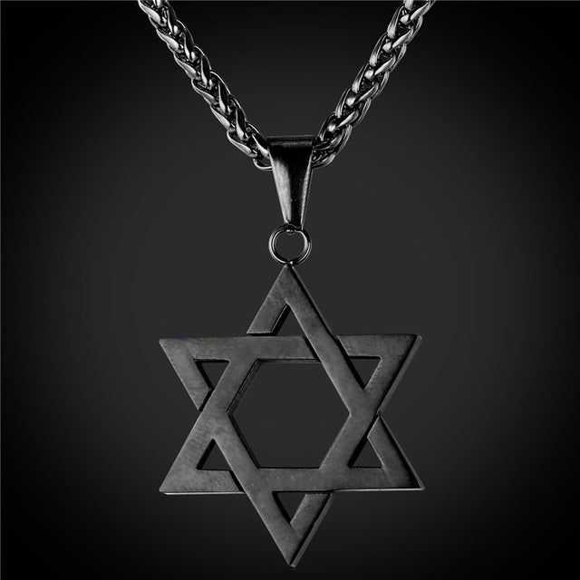 Collare Magen Star Of David Pendant Israel Chain Necklace Women Stainless Steel Judaica Gold/Black Color Jewish Men Jewelry P813