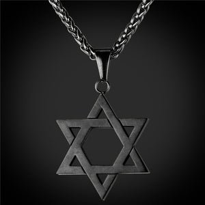 Collare Magen Star Of David Pendant Israel Chain Necklace Women Stainless Steel Judaica Gold/Black Color Jewish Men Jewelry P813