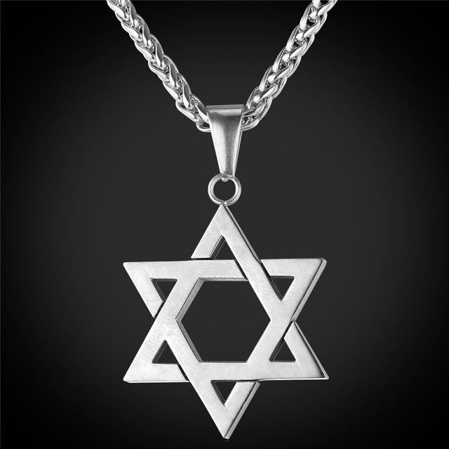 Collare Magen Star Of David Pendant Israel Chain Necklace Women Stainless Steel Judaica Gold/Black Color Jewish Men Jewelry P813