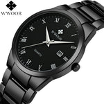 2017 WWOOR Top Brand Luxury Men Stainless Steel Waterproof Sports Watches Men's Quartz Analog Clock Male Black Strap Wrist Watch