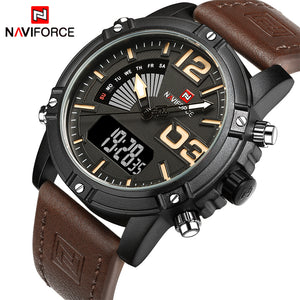 2017 NAVIFORCE Men's Fashion Sport Watches Men Quartz Analog Date Clock Man Leather Military Waterproof Watch Relogio Masculino