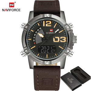 2017 NAVIFORCE Men's Fashion Sport Watches Men Quartz Analog Date Clock Man Leather Military Waterproof Watch Relogio Masculino