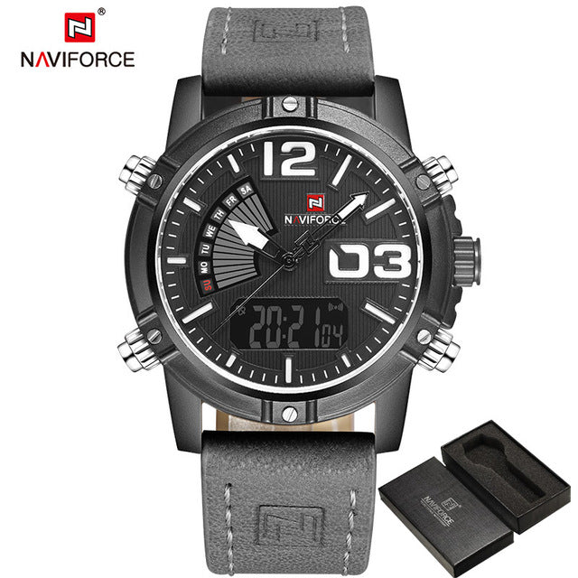 2017 NAVIFORCE Men's Fashion Sport Watches Men Quartz Analog Date Clock Man Leather Military Waterproof Watch Relogio Masculino