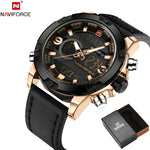 NAVIFORCE Original Luxury Brand Leather Quartz Watch Men Clock Digital LED Army Military Sport Wristwatch relogio masculino